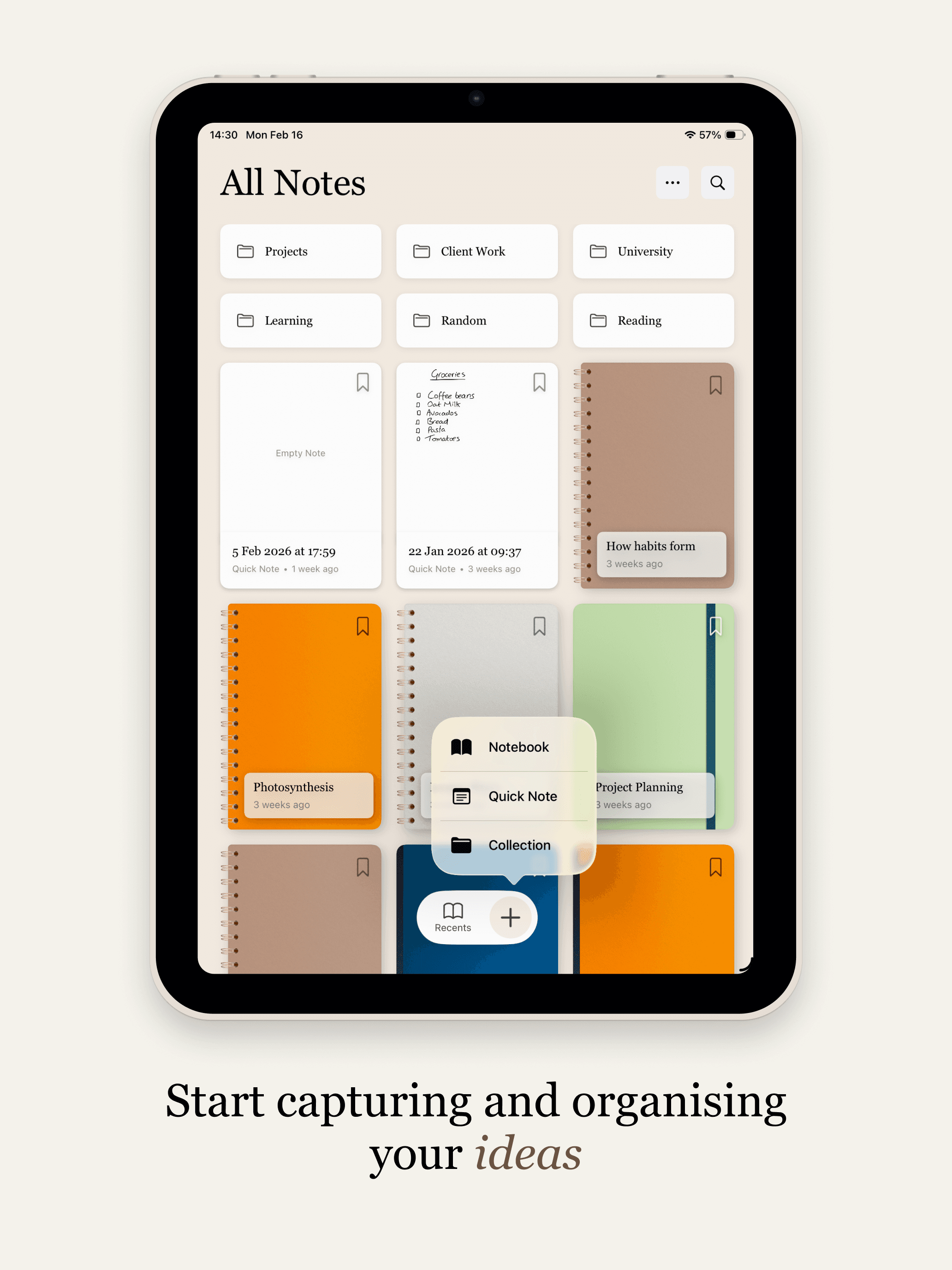 Cosy Notes — quick note creation