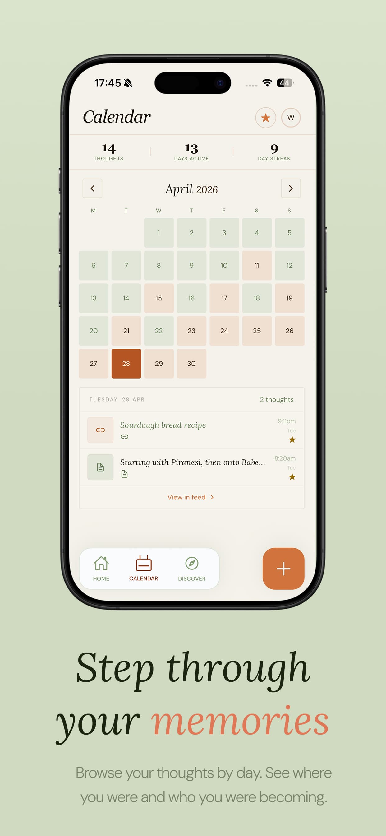 Fleeting — calendar view